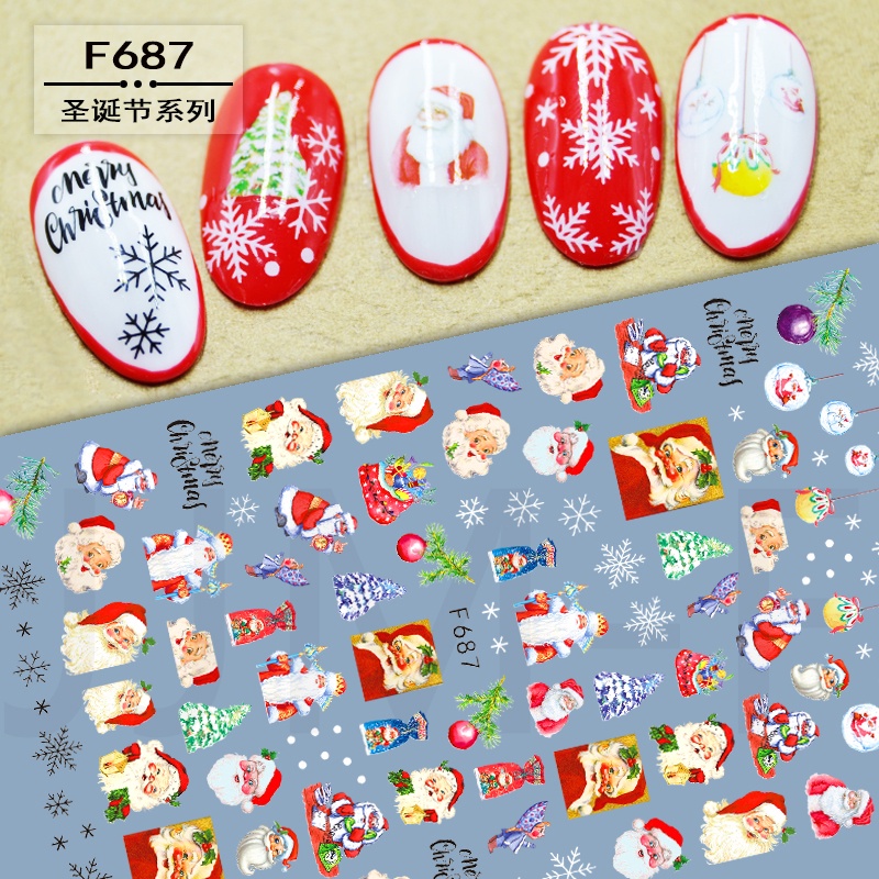 Sticker dán hình  Giáng Sinh Noel, Bông Tuyết Ông Già Mẫu Mới- Trang Trí Móng Nail Nghệ Thuật Giáng Sinh Năm Mới