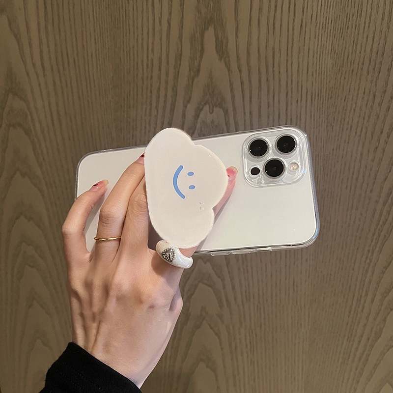 Ốp Điện Thoại Silicon Mềm Trong Suốt Có Vòng Đỡ Hình Đám Mây Cho Iphone 12 13 Pro Max 11 XR X XS 7 8 Plus SE 2022