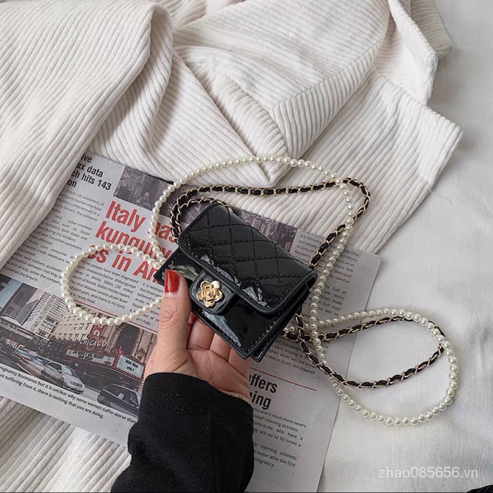 Túi Đeo Chéo Mini Họa Tiết Hoa Đính Ngọc Trai Và Kim Cương Thời Trang 2022 Cho Nữ