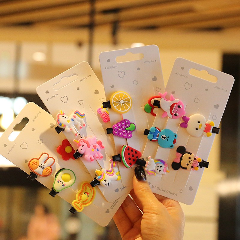 Set 5 cái kẹp tóc hoa quả-hoạt hình xinh xắn dễ thương cho bé gái