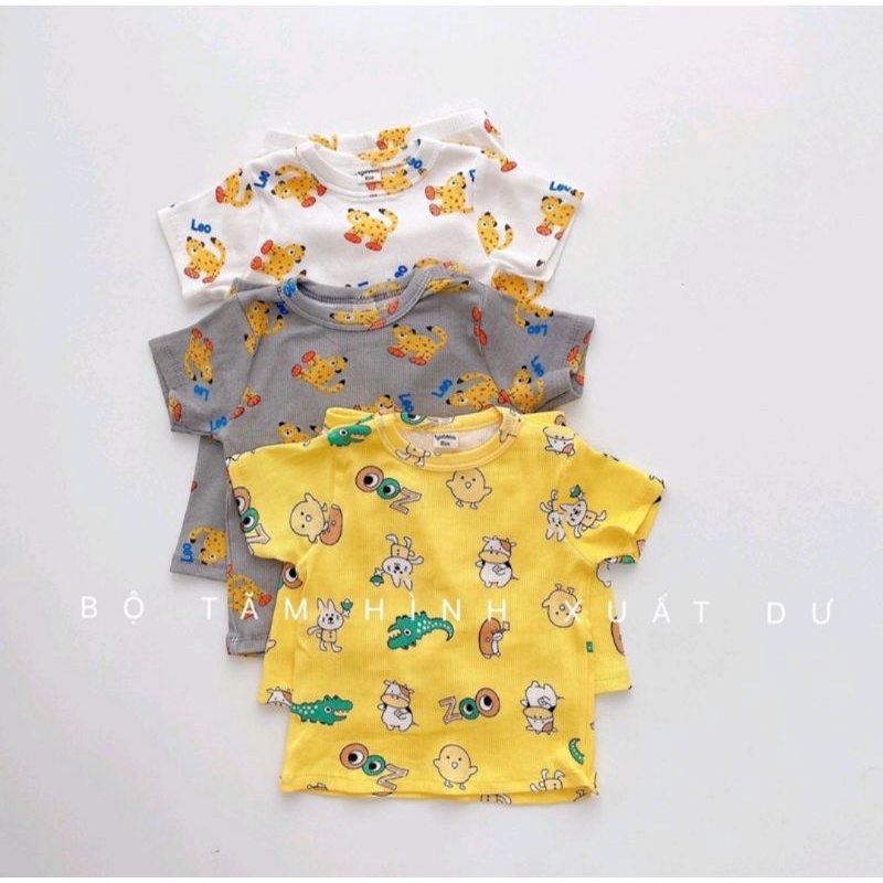SÉT 3 BỘ COTTON TĂM XUẤT DƯ HỌA TIẾT CON VẬT ĐÁNG YÊU CHO BÉ
