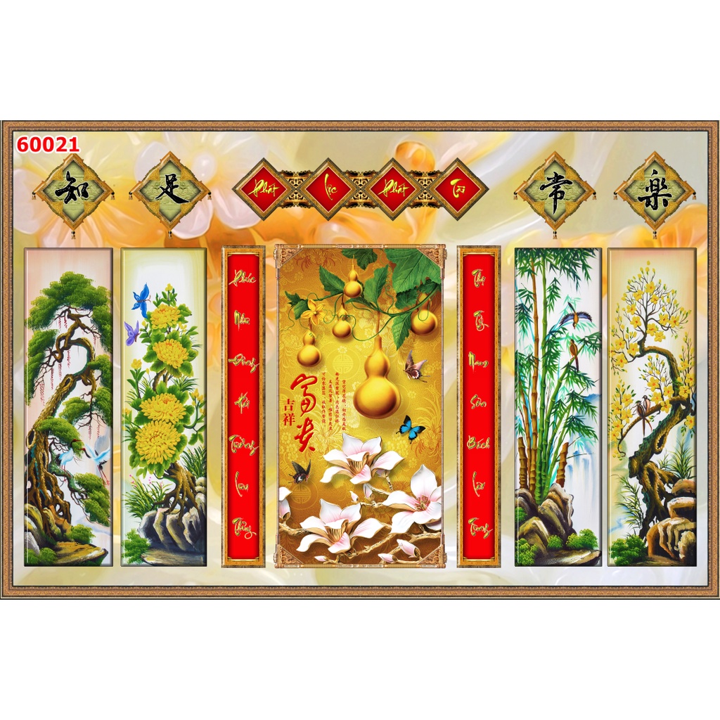 Tranh 3D dán tường Bàn thờ gian tiên Có keo sẵn