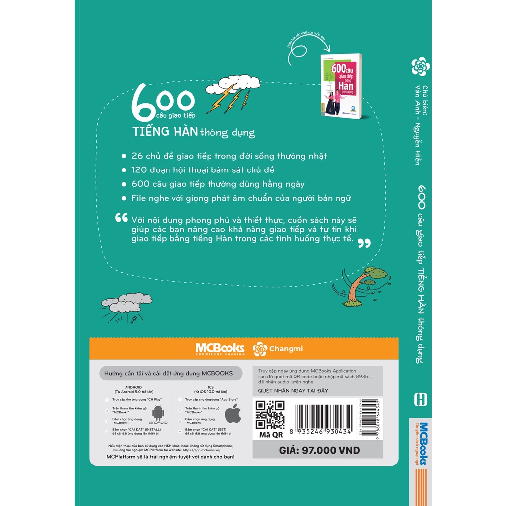 Sách - 600 câu giao tiếp tiếng hàn thông dụng - Tự tin giao tiếp với người bản ngữ Mcbooks
