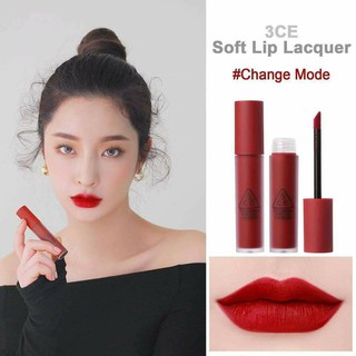 [FLASH SALES]+[TẶNG QUÀ]  : Son kem lì 3CE Change Mode – Đỏ Lạnh Soft Lip Lacquer