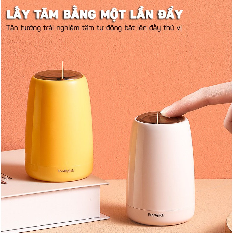 Hộp đựng / nhả tăm tự động phong cách Bắc Âu thông minh tiện lợi cao cấp 9.3x6cm