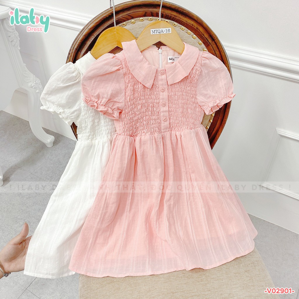 [Mã FARSBR7A giảm 10% đơn 99K] Váy cho bé gái ILABY Mira Dress tay cộc bo chun [V02901]