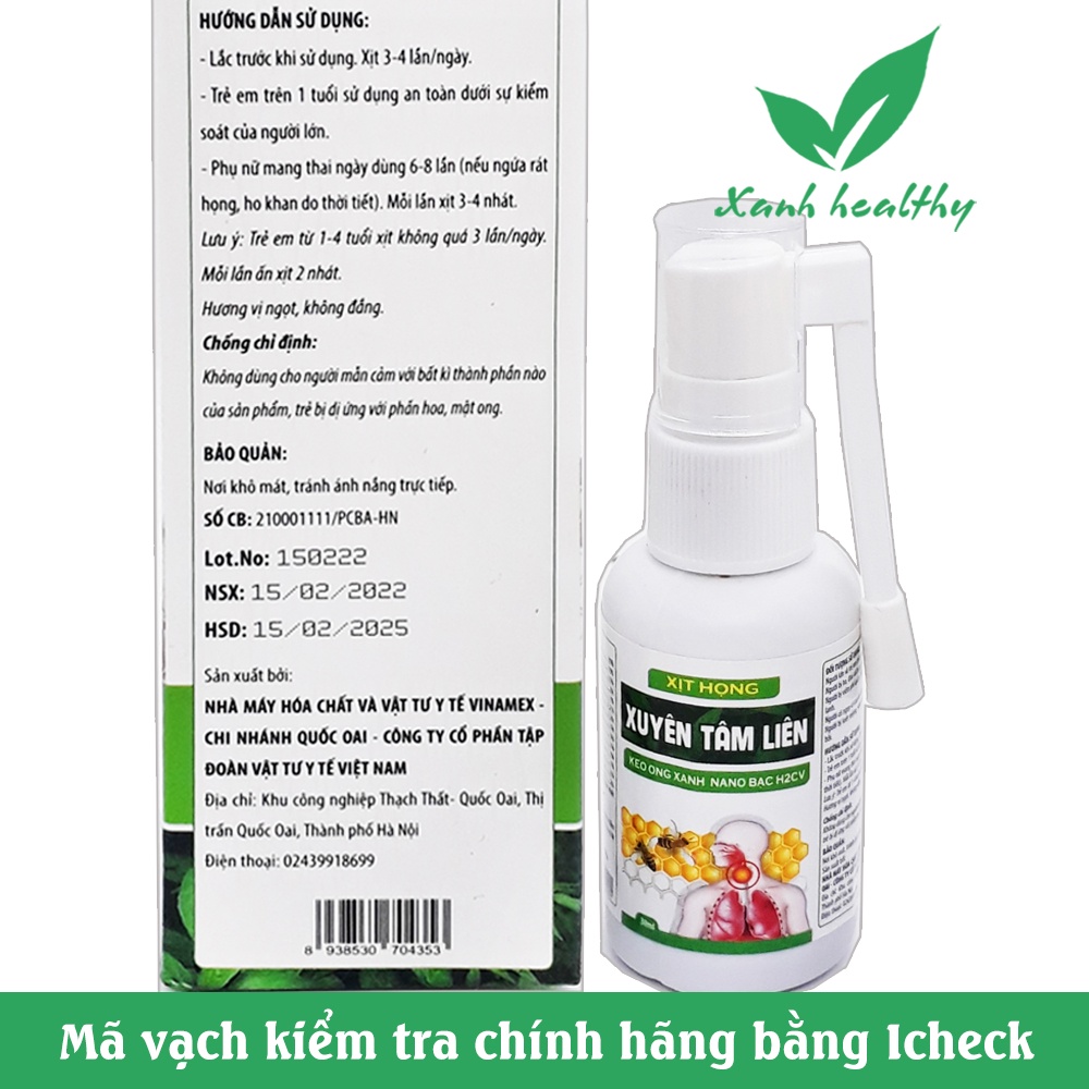 Xịt họng keo ong, xuyên tâm liên, húng chanh, kim ngân hoa giúp làm sạch răng miệng, kháng khuẩn,, virus, khử mùi hôi