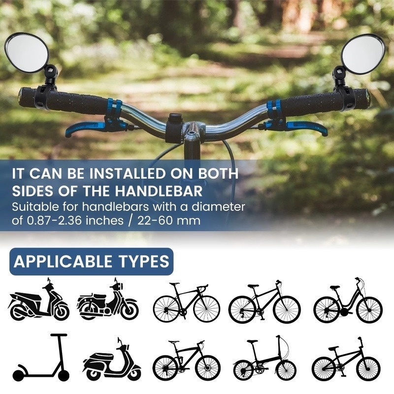 Gương Chiếu Hậu Xoay 360 Độ Gắn Tay Lái Xe Đạp MTB Điều Chỉnh Được An Toàn Mới