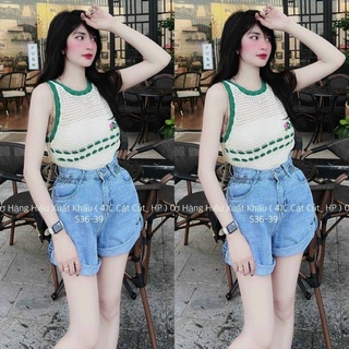 Áo len lưới sát nách thêu viền D.O