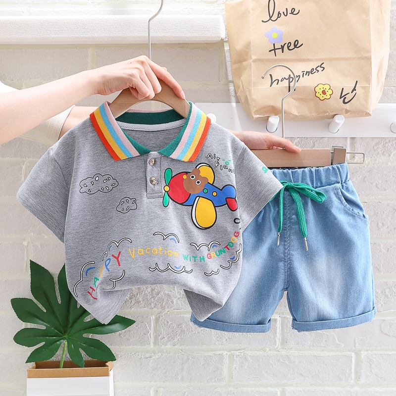 Bộ Trang Phục Thể Thao 2 Món Bằng Cotton Thời Trang Mùa Hè Cho Bé 0-5 Tuổi