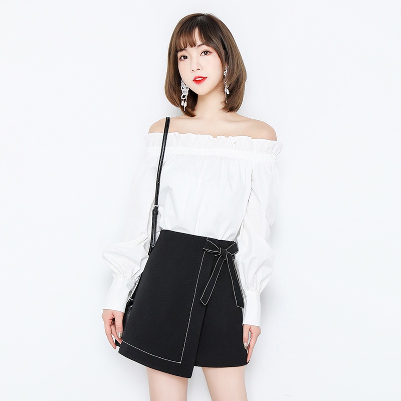 Chân Váy Chữ A Ngắn  Phối Dây Buộc Nơ VATI Siêu Đẹp 2 Màu (ĐEN,TRẮNG)