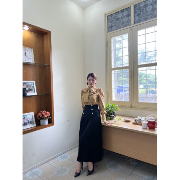 Chân váy dài 2 hàng khuy phong cách hàn xẻng mã CV10