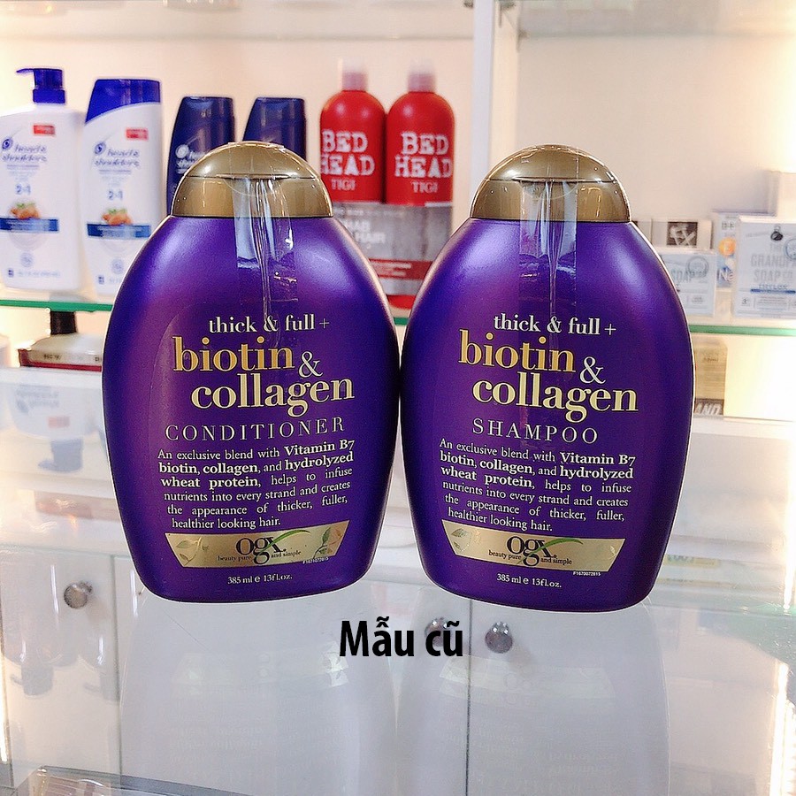 Cặp dầu gội + xả mọc tóc OGX Thick & Full Biotin and Collagen Shampoo 385ml | BigBuy360 - bigbuy360.vn