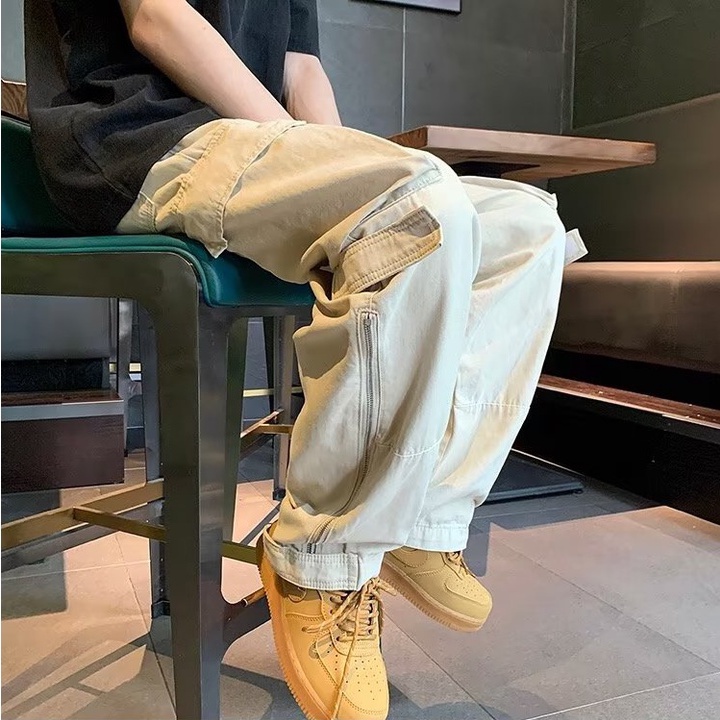 Quần ống Rộng Nam Phong Cách Retro Dành Cho Nữ Quần Baggy Cargo Pants Quần âu Nam Quần Jogger Nam Quần ống Suông Quần Túi Hộp Nam