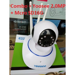Combo camera wifi yoosee 2.0mp + thẻ nhớ micro sd16g