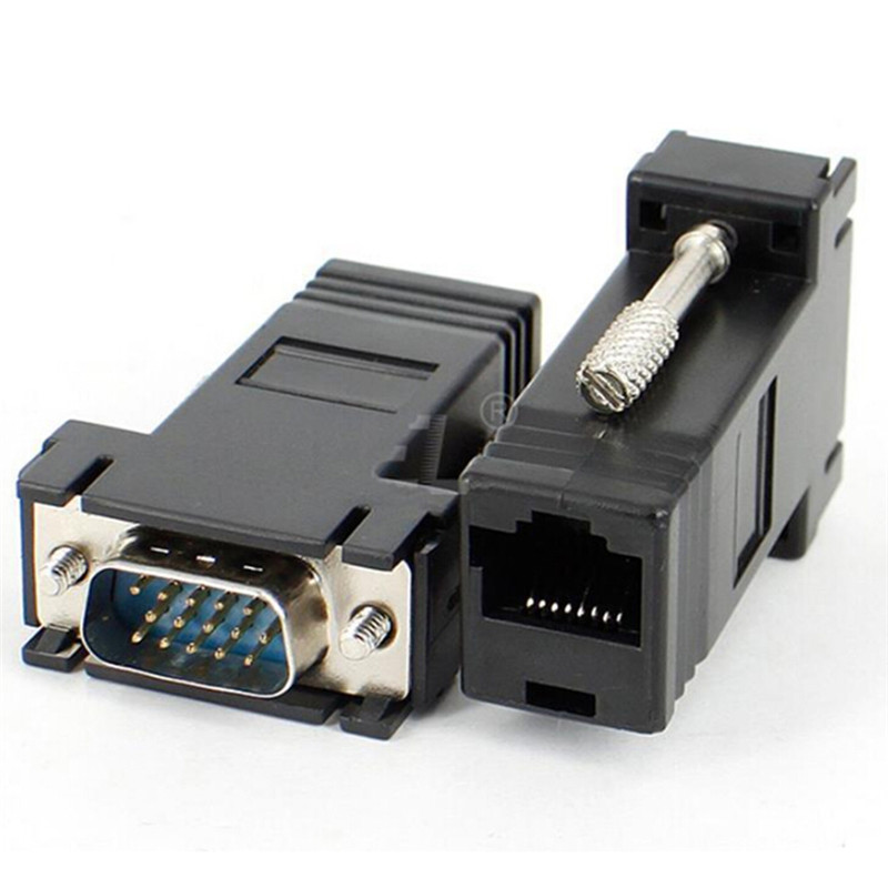 Dây Cáp Nối Dài VGA RGB HDB Male Sang LAN CAT5 CAT6 RJ45 Female