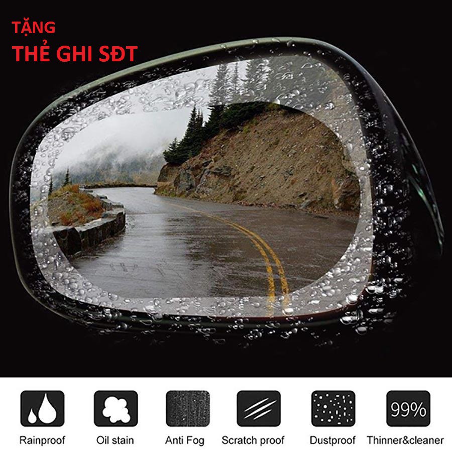 Bộ 2 miếng dán chống bám nước gương chiếu hậu ô tô, xe hơi tặng kèm thẻ ghi SĐT | BigBuy360 - bigbuy360.vn
