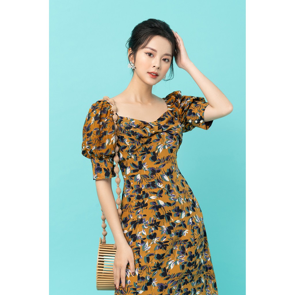 Đầm dài cổ vuông nơ ngực 20AGAIN DDW1069 | BigBuy360 - bigbuy360.vn