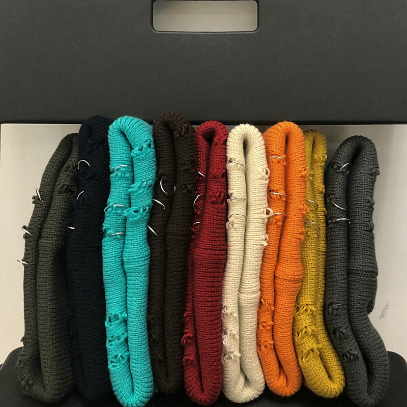 Mũ len cài ghim phối rách phong cách hip hop Hàn Quốc thu đông cho nam nữ mùa thu đông 22121