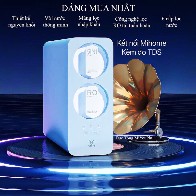 MÁY LỌC NƯỚC TINH KHIẾT XIAOMI VIOMI 600G KÈM ĐO TDS KẾT NỐI MIHOME KÈM VÒI NƯỚC THÔNG MINH FULL TIẾNG ANH