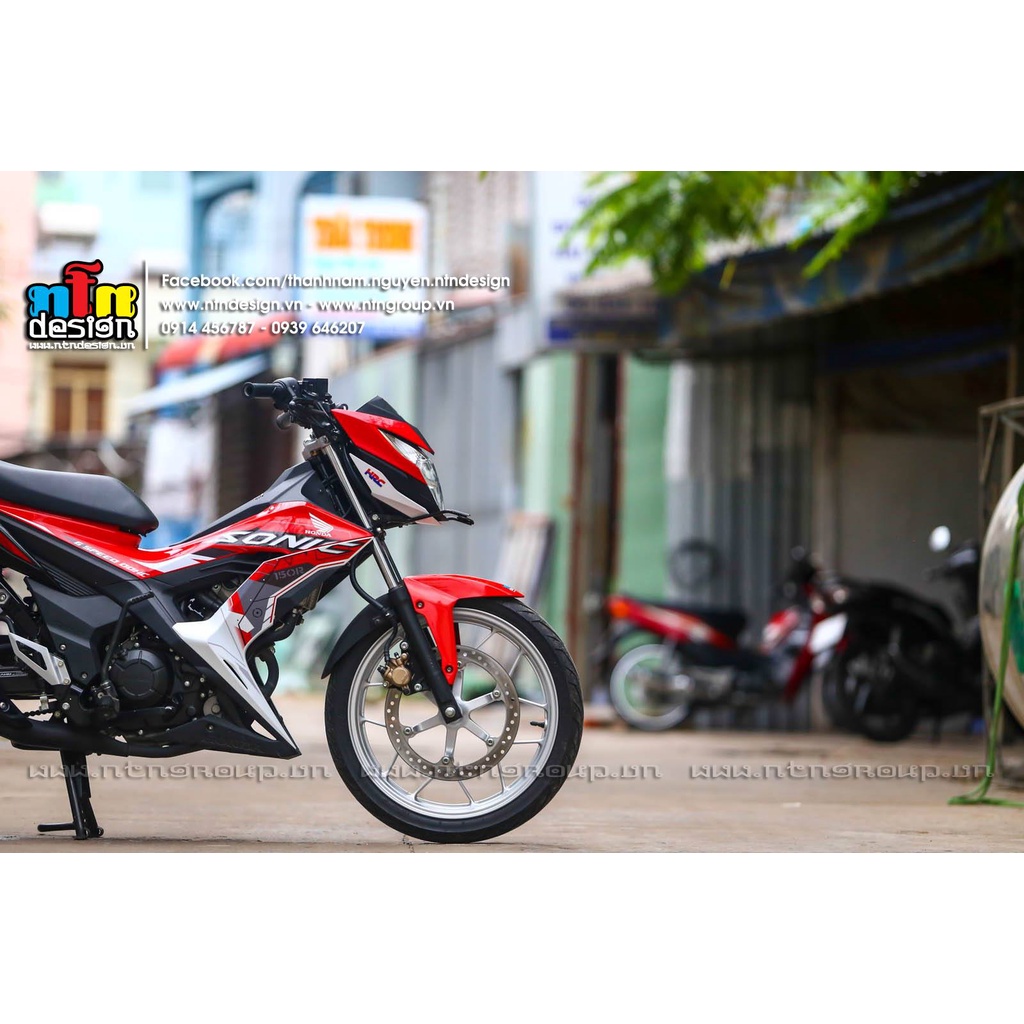 Tem Rời Dán Xe Sonic Mẫu Zin Đỏ Trắng Đen Cực Chất, Hàng 3 Lớp Chất Lượng Cao