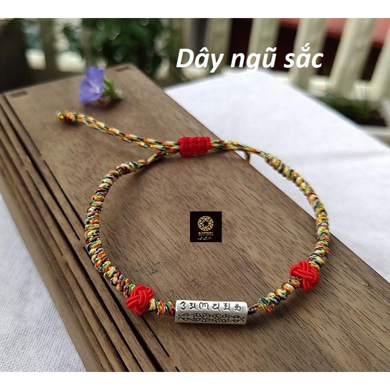 Vòng đeo tay dây tết kết hợp charm bạc lục tự minh chú, vòng tay dây tết cho nam nữ mang may mắn và bình an cho gia chủ
