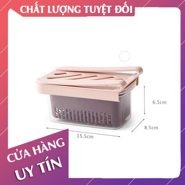 [Freeship - hàng loại 1] Rổ nhựa tủ lạnh 2 lớp có nắp đậy hút chân không, rổ treo ngăn tủ lạnh  - LanChiMart