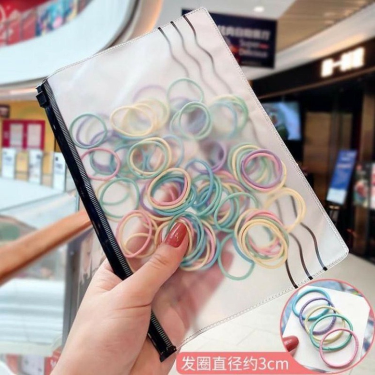 TÚI 100 CHUN BUỘC TÓC THUN TRƠN MIX NHIỀU MÀU NGẪU NHIÊN CHO BÉ YÊU| VIDEO THẬT |SHOP BEECOW