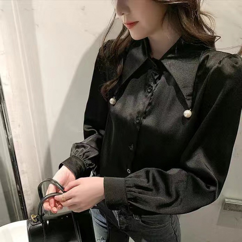 Linki ❀ Áo Sơ Mi Dài Tay Màu Trơn Thiết Kế Giản Dị Thời Trang Dành Cho Nữ