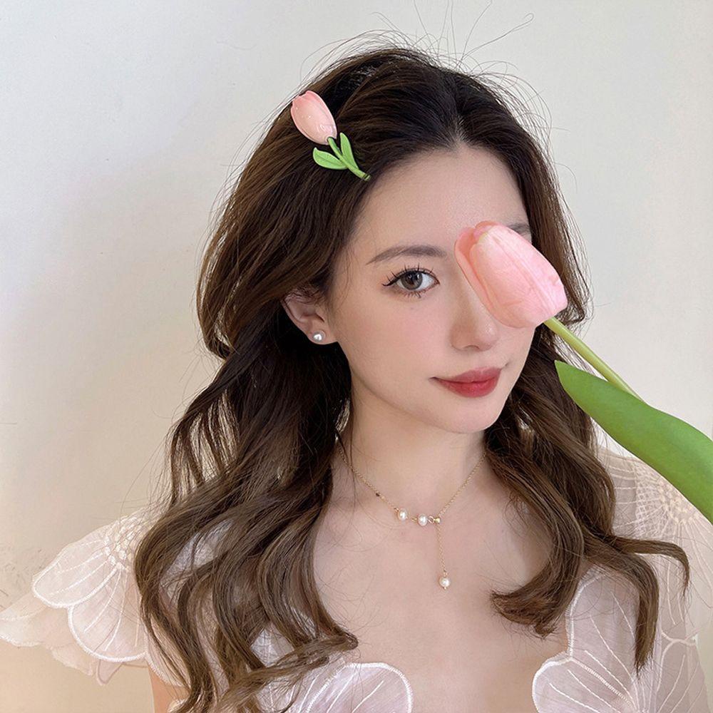 Kẹp Tóc Hình Hoa Tulip Đơn Giản Dễ Thương Cho Nữ