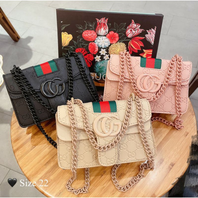 SALE 15/05 Túi xách nữ thời trang day logo full màu túi HP04