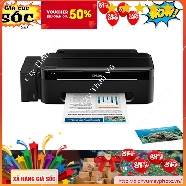 Máy in phun màu khổ A4 Epson L100 (Có bộ tiếp mực ngoài chính hãng Epson) hàng mới 100% có bảo hành