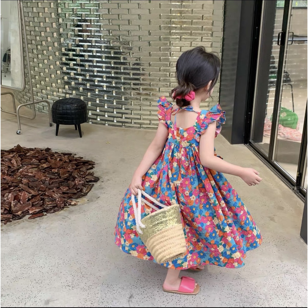 Váy bé gái thô Hoa ngũ sắc XHN1006