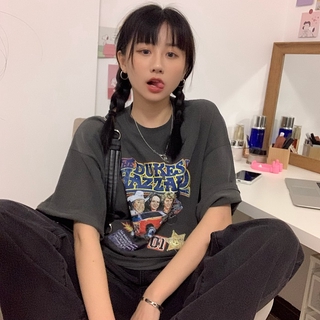 Áo thun tay ngắn dáng rộng in họa tiết trẻ trung thời trang 41016