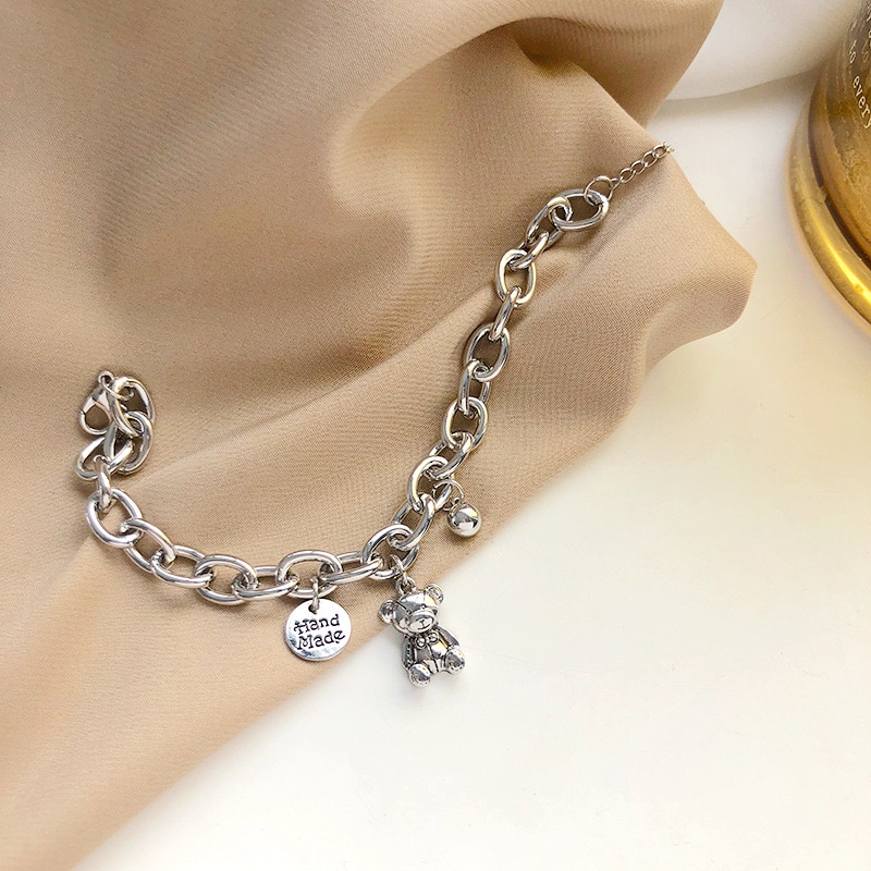 Vòng Tay Mặt Hình Gấu Dễ Thương Bằng Kim Loại Phong Cách Hàn Quốc Nhật Bản Dành Cho Bạn Nữ