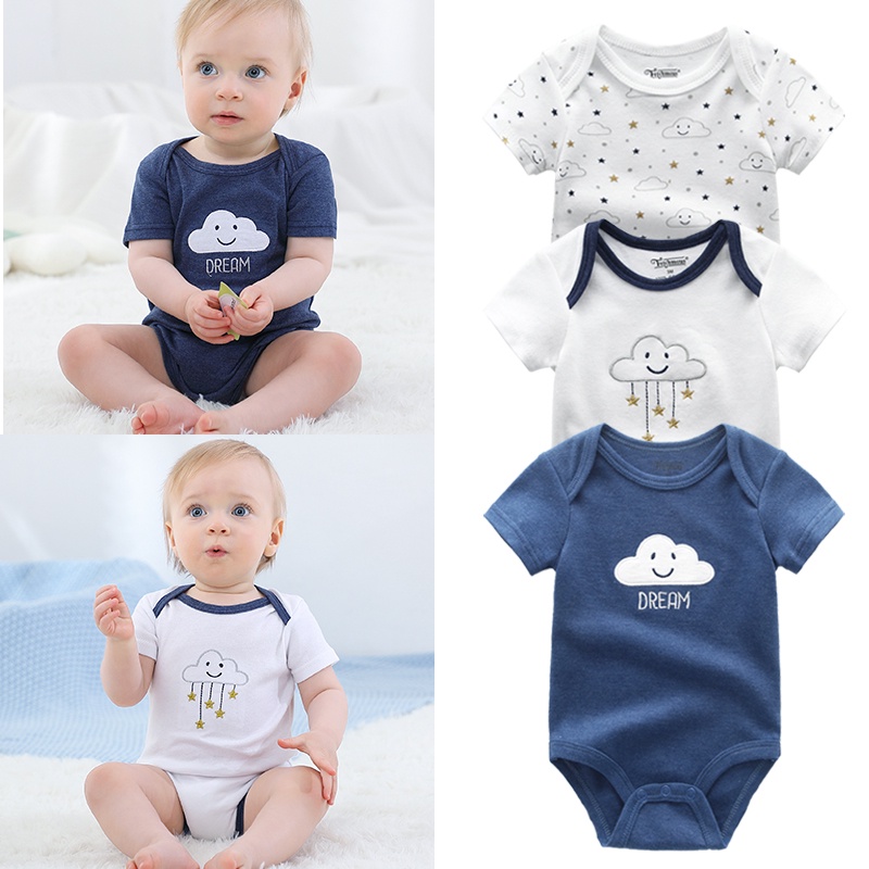 Bộ 3 Cái Quần Áo cotton Mùa Hè Cho Trẻ Sơ Sinh Từ 0-12 Tháng Tuổi