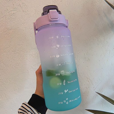 Bình đựng nước 2 lít màu sắc dễ thương có vạch báo giờ uống nước, Bình nước 2021
