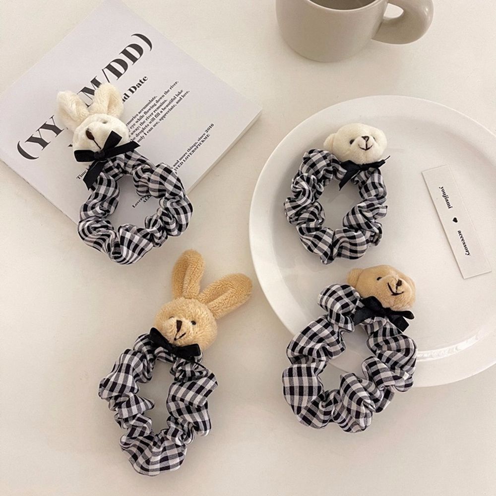 Dây Cột Tóc Vải Bông Co Giãn Hình Gấu / Thỏ Hoạt Hình Phong Cách Hàn Quốc Cổ Điển Có Thể Điều Chỉnh Cho Nữ