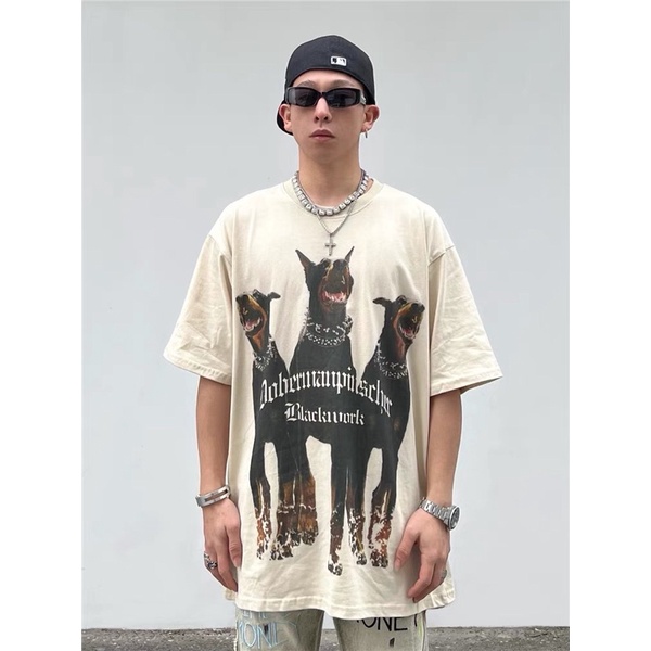 ÁO THUN TAY LỠ COTTON 3 DOG FORM UNISEX NAM NỮ (hình chụp thật)