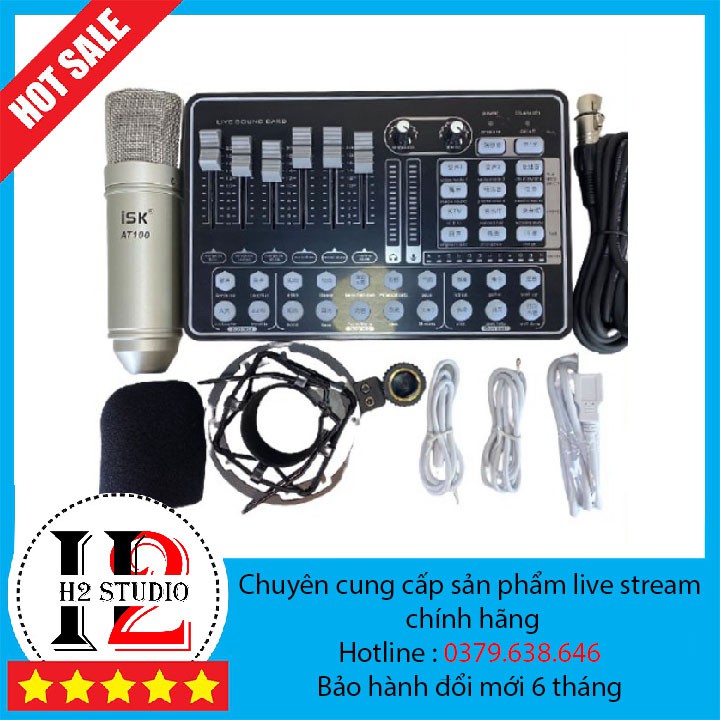 BigSale BỘ COMBO míc hát karaoke livestream online micro ISK AT100 CARD H9 BLUETOOTH THẾ HỆ MỚI 21 HIỆU ỨNG tặng tai ngh