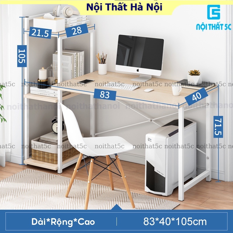Bàn làm việc khung sắt sơn tĩnh điện 2 lớp chắc chắn chống gỉ bền bỉ, bàn học 2in1 liền kệ sách thông minh tiện dụng
