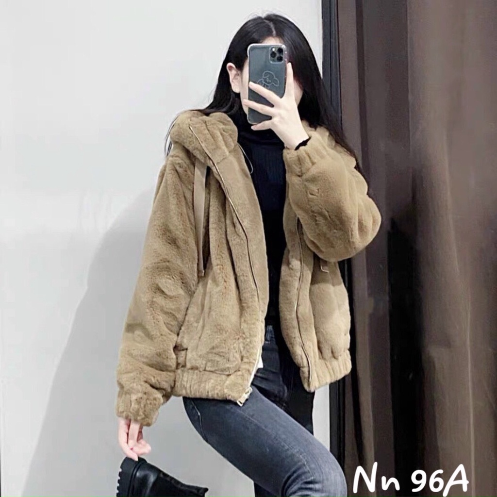 Áo khoác nữ lông siêu hot kèm mũ ấm ấp sang chảnh trẻ trung