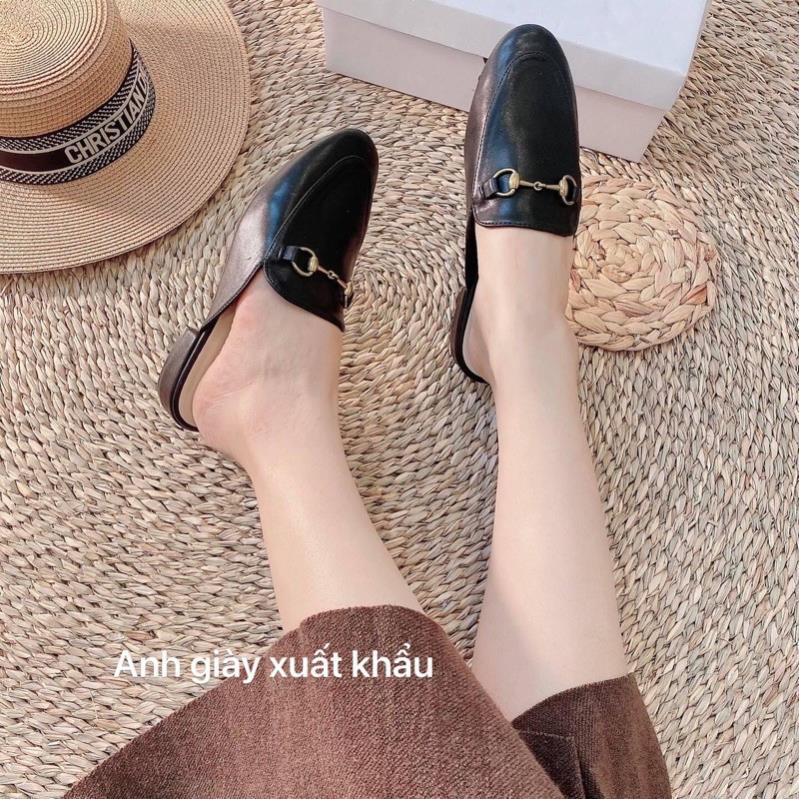 [Chất Cao Cấp]-Dép lê/ sục nữ siêu hót da lì mũi vuông khoá hàng loai 1 full box( ảnh thật, kèm video)