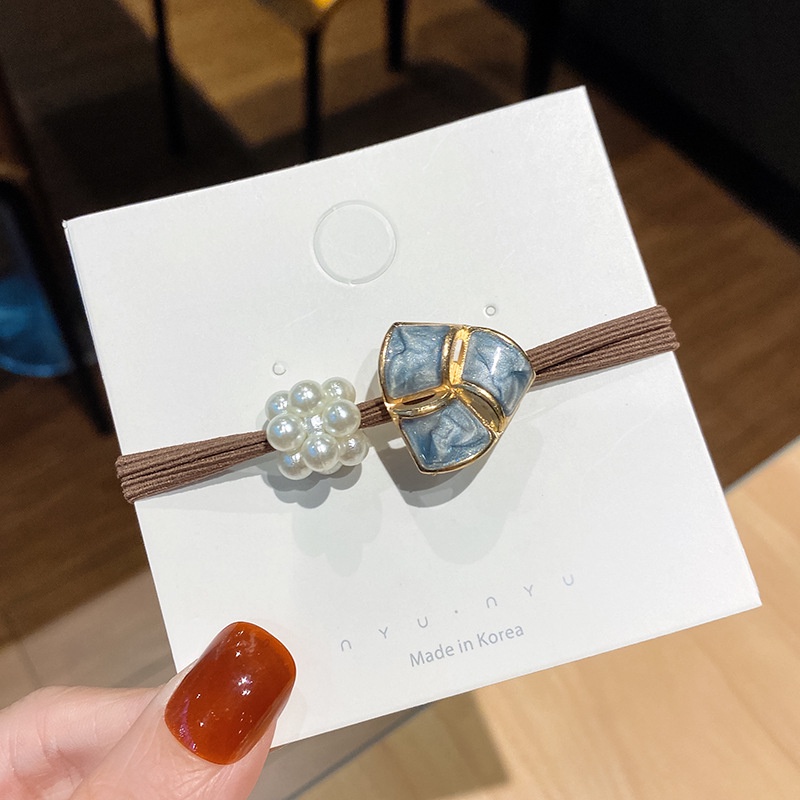 Dây Buộc Tóc Cao Su Co Giãn Đính Hạt Ngọc Trai Hình Hoa Thời Trang Cho Nữ