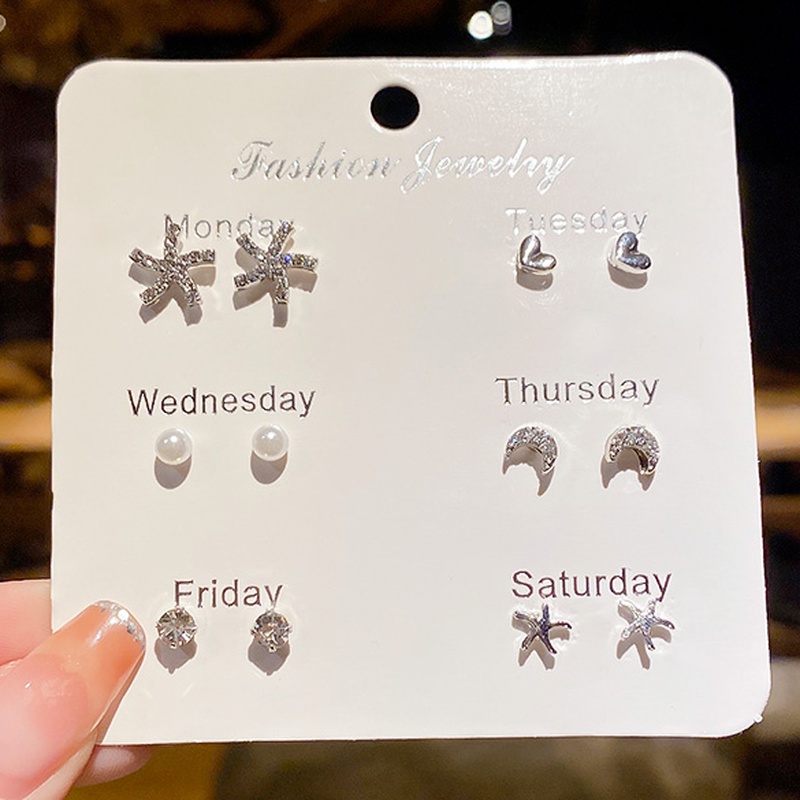 Bộ khuyên tai đính đá/ ngọc trai nhân tạo đơn giản ngọt ngào thời trang