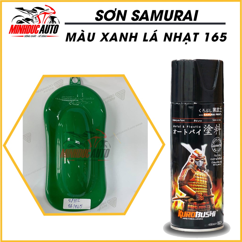 Sơn Samurai màu xanh lá tropicana 165 chai sơn xịt cao cấp dành cho sơn xe máy