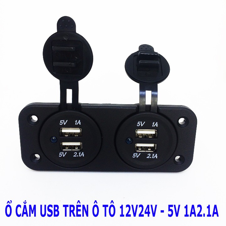 Ổ cắm sạc USB 5V 1A 2.1A xe máy ô tô – 4 cổng