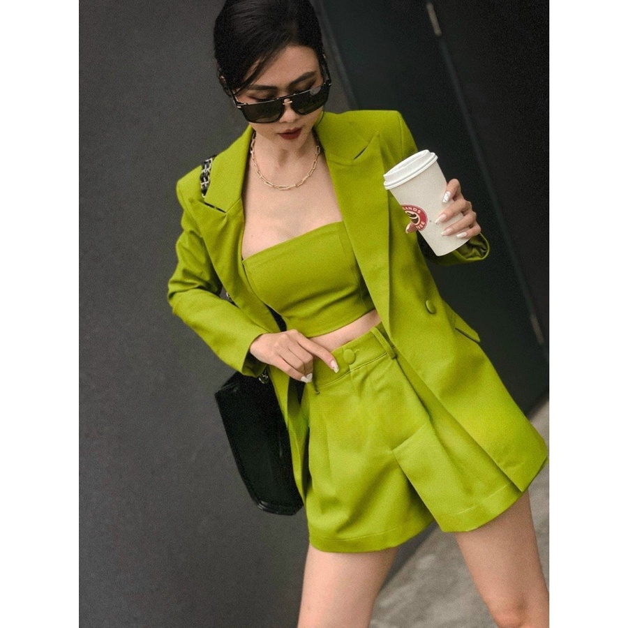 Sét vét 3 món sang chảnh áo khoác áo bra kèm quần đùi trẻ trung