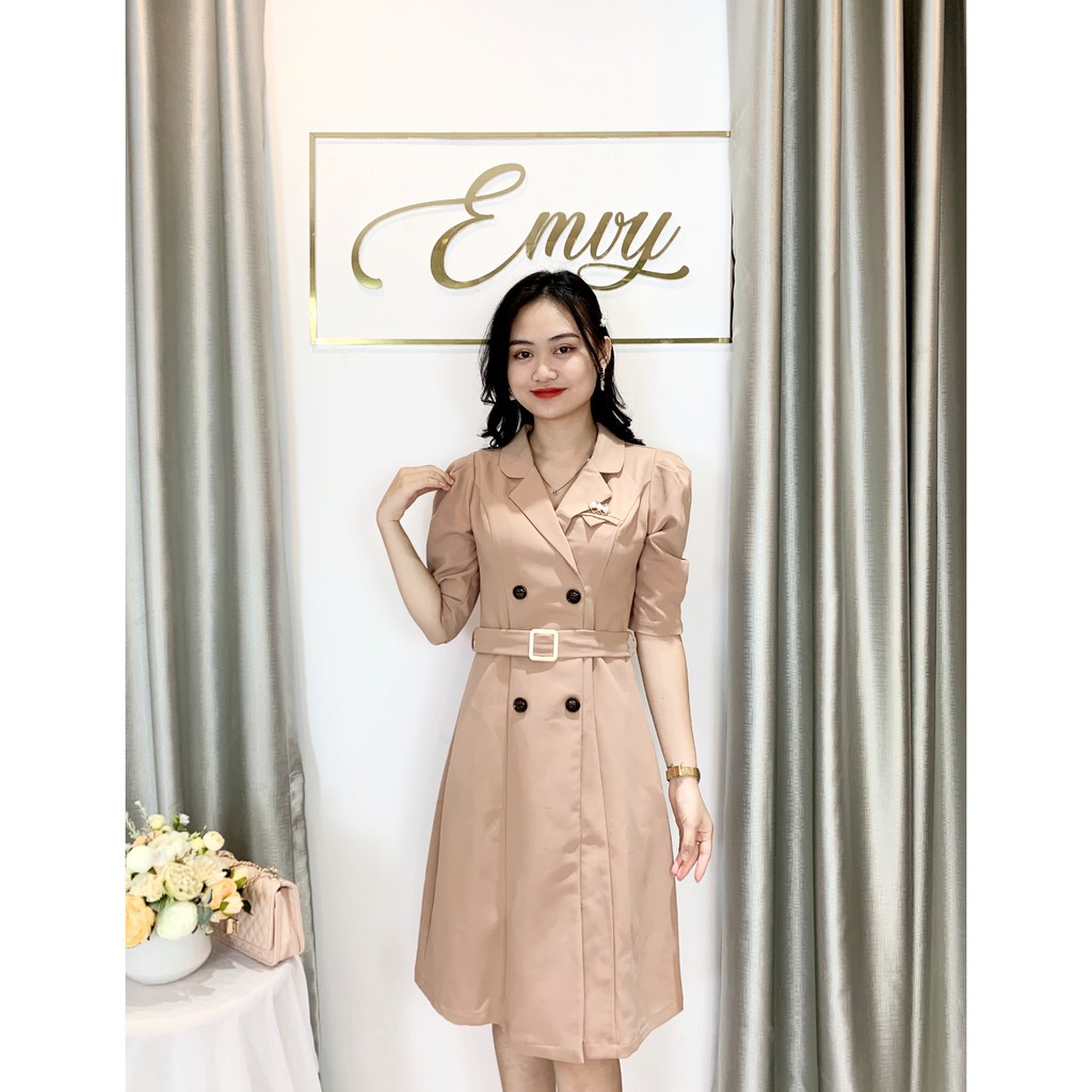 [Mã WASTMINI giảm 10% tối đa 30K đơn 150K] Đầm Thiết kế tuyết mưa cổ Vest đai eo Emvy - V75 | BigBuy360 - bigbuy360.vn