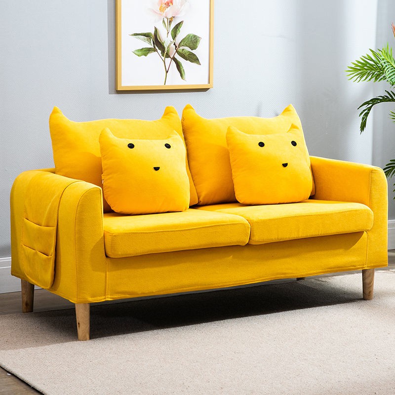 Bán trước❧Vải Bắc Âu ghế sofa căn hộ nhỏ thời trang mèo tháo rời và giặt đơn đôi ba người ra cửa hàng quần áo lướ